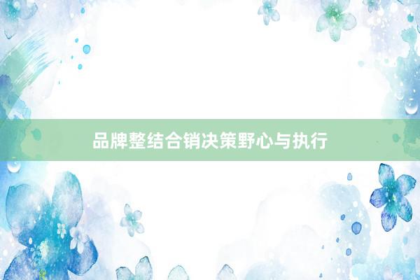 品牌整结合销决策野心与执行